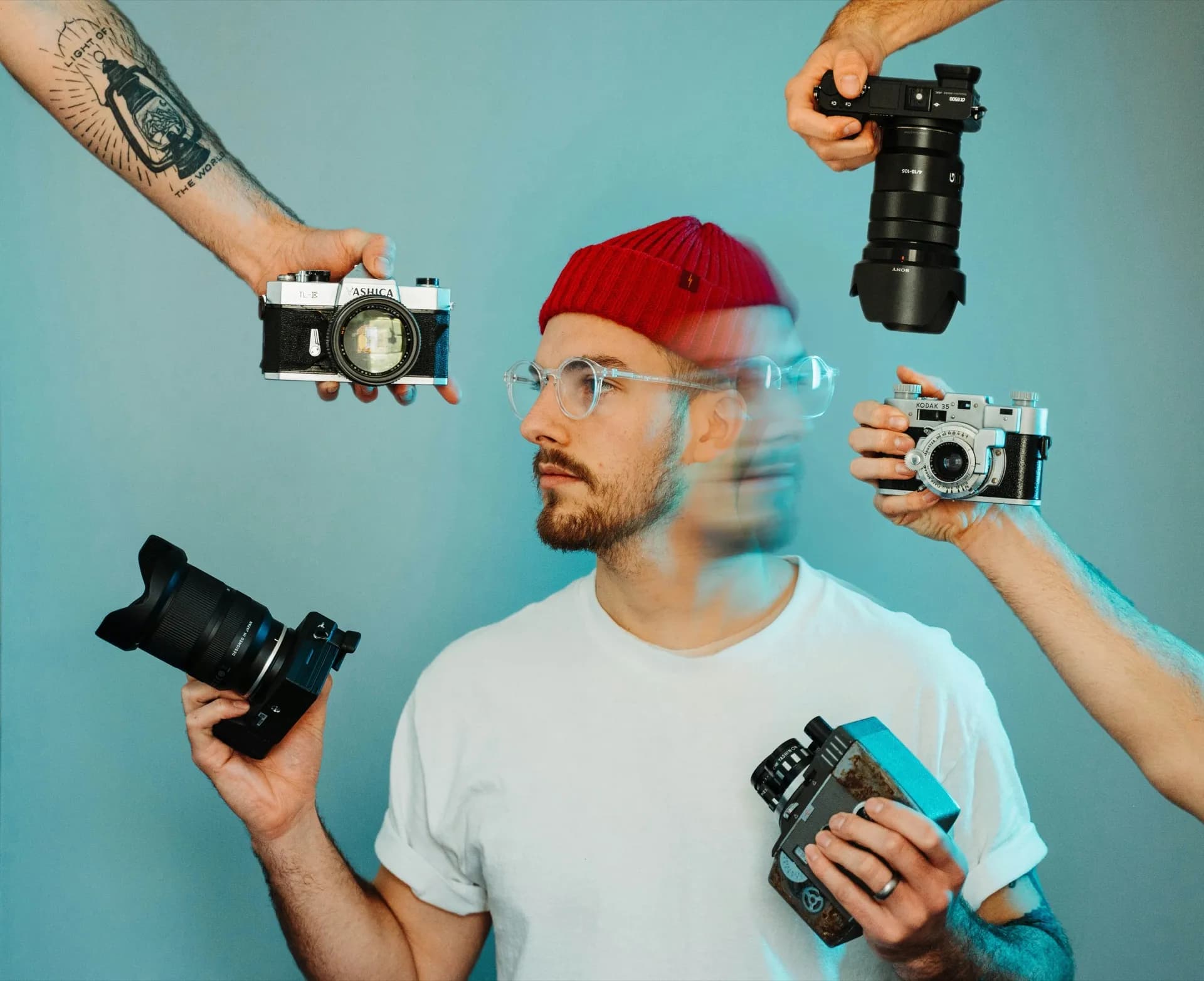Photographer working at a professional studio session